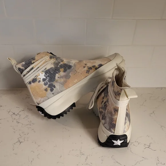 Converse Run Star Hi Zip Platform "Washed Florals" Egret/White/Black - Picture 3 of 8